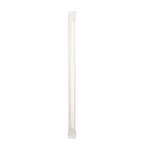 Paper straw, white - 204 x 7,3 mm, single wrapped